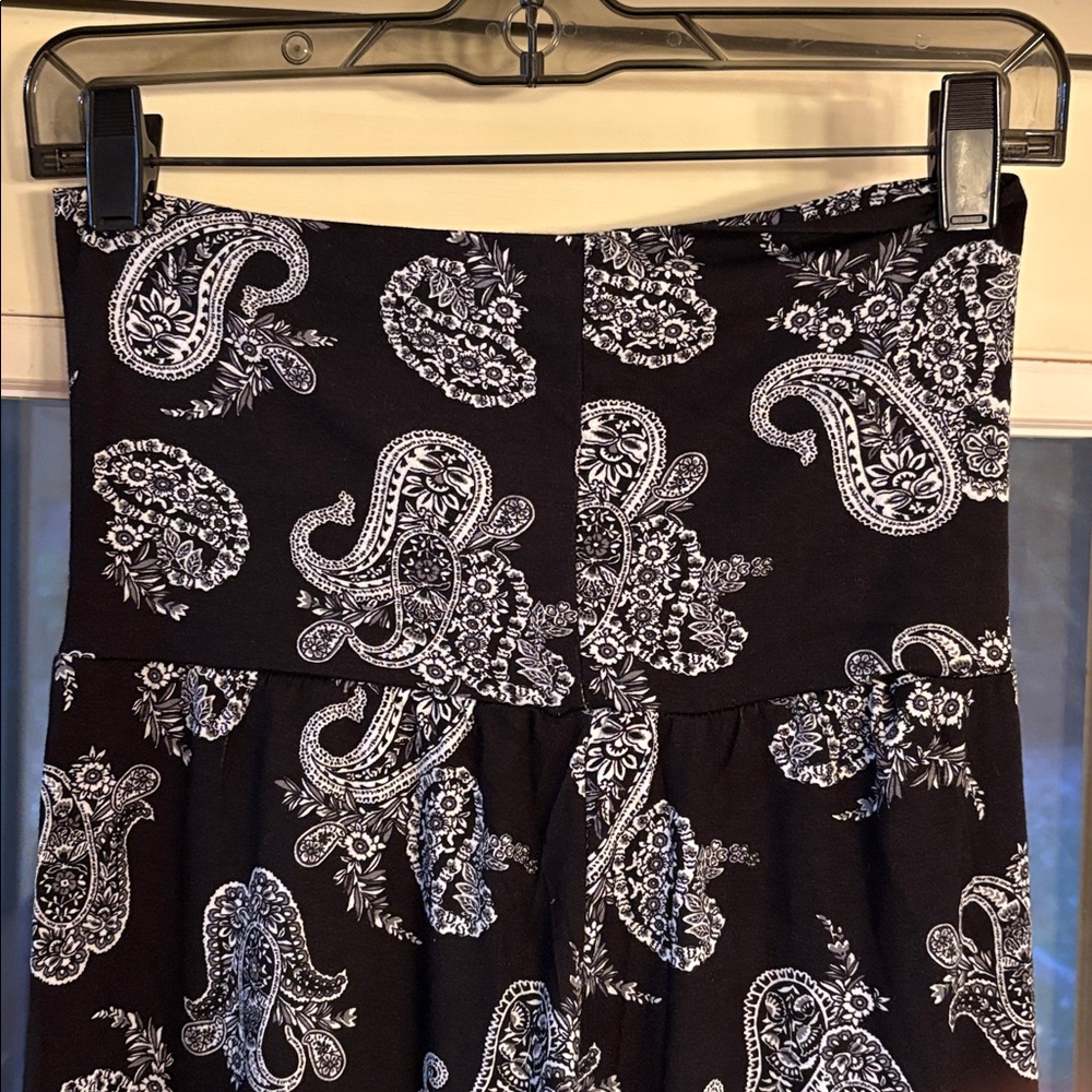 ACTING PRO Pull-On Wide Leg Pant Blk w/ Paisley Print High Waist Boho Coastal - Picture 5 of 7